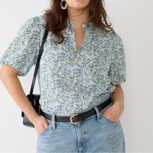 J. Crew x Liberty of London Ruffle Short Sleeve Top Thorpe Hill Fabric Large